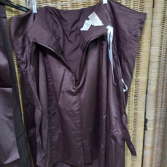 David's Bridal 2Pc Strapless Halter Dress & Wrap Brown Bridesmaid Size 26/50 - Picture 4 of 13